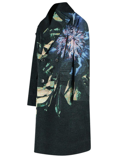 Dries Van Noten Blue Cotton Blend Coat