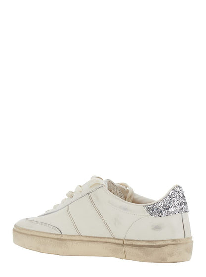 'Soul-Star' Vita Låga Sneakers Med Glittrig Klack Och Logotypbokstäver I Läder Dam