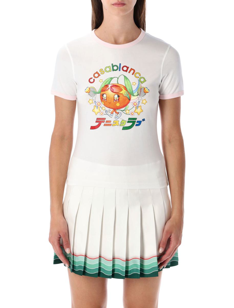 Casablanca Vit Orange Maskot Ringer Ekologisk Bomulls T-shirt