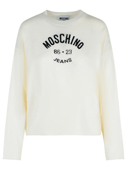 Moschino Jeans Elfenbensvit Virgin Ulltröja