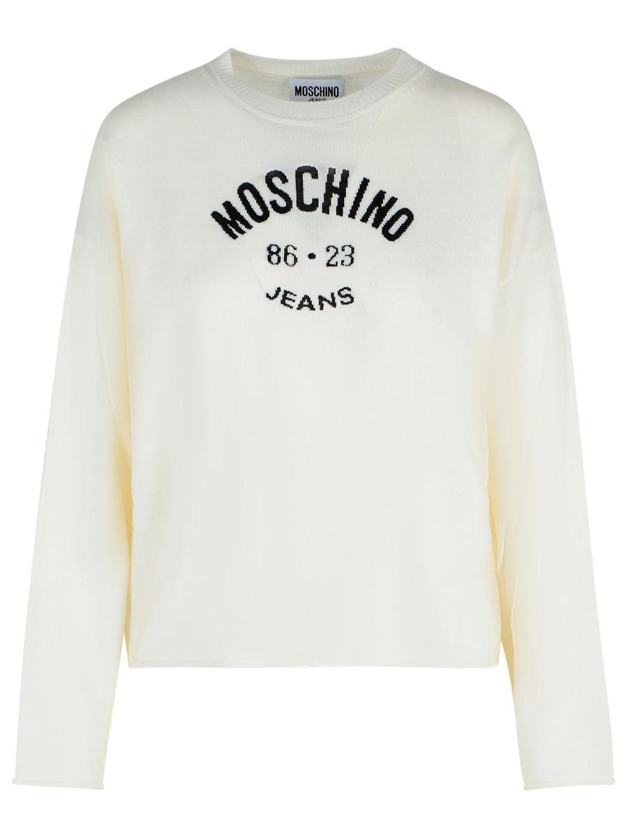 Moschino Jeans Elfenbensvit Virgin Ulltröja