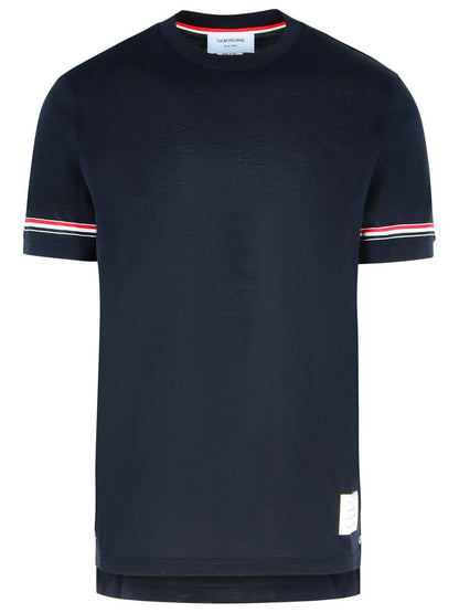 Thom Browne 'Cuff' Marinblå Bomulls-T-shirt