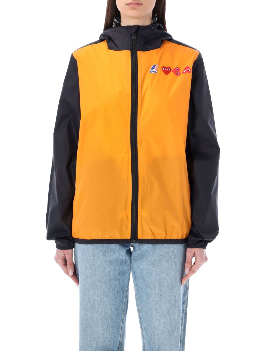 Comme Des Garçons Play Bicolor Vattentät Jacka med Dragkedja och Huva