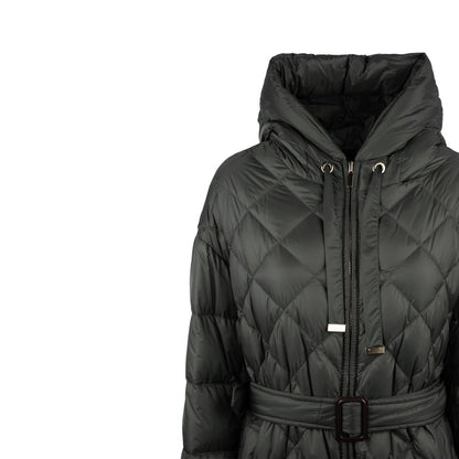 Max Mara Lång Rhombus Dunjacka Med Huva