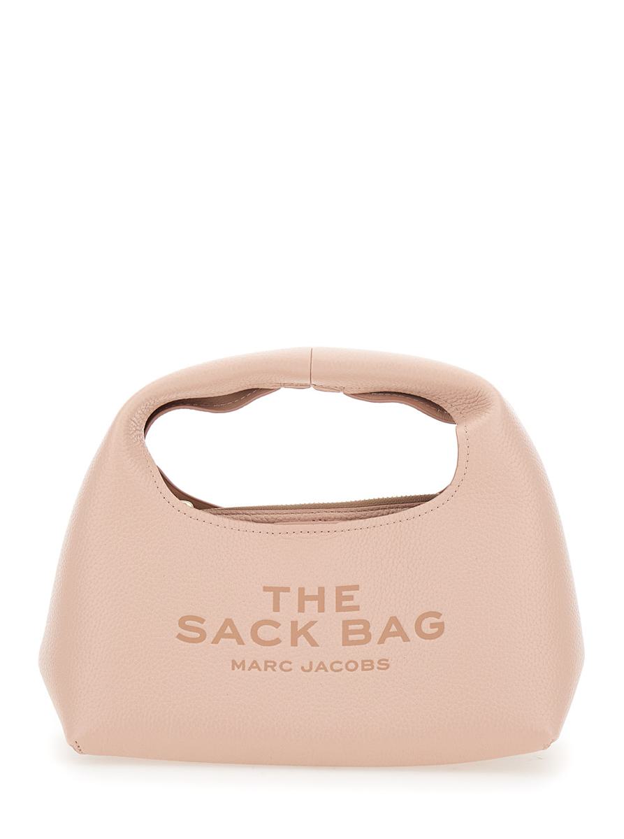 'The Mini Sack' Rosa handväska med logotyp framtill i läder för kvinnor
