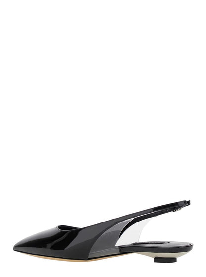 'Miniblade Tiffany' Svarta Slingback-balettskor i lackskinn för kvinnor