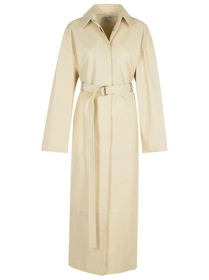 Sportmax Elfenbensvit Läder Trenchcoat
