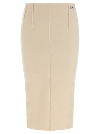 Elisabetta Franchi Tygstickad Ullkjol