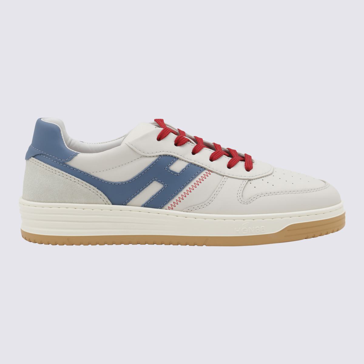 Hogan Vita Och Ljusblå Lädersneakers