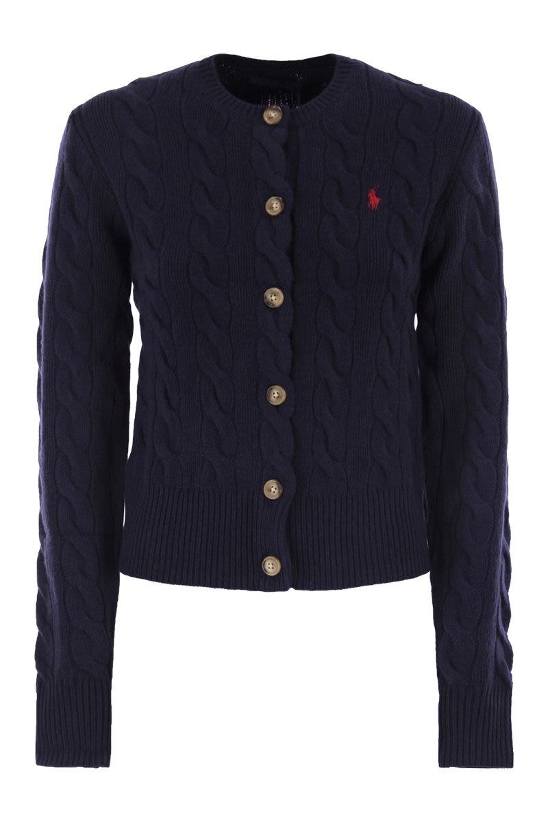 Polo Ralph Lauren ull- och kashmirstickad kofta med kabelstickning