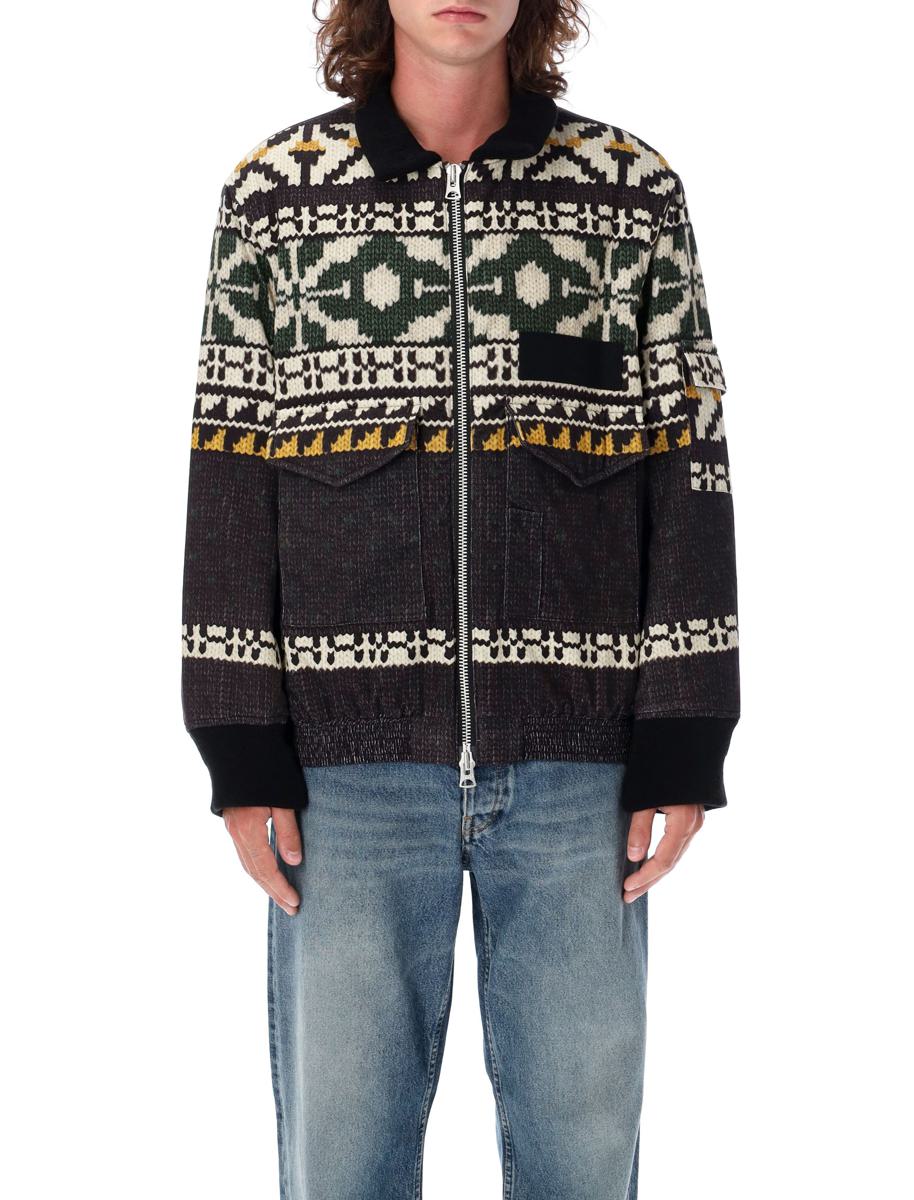 Sacai-mönster stickad jacka