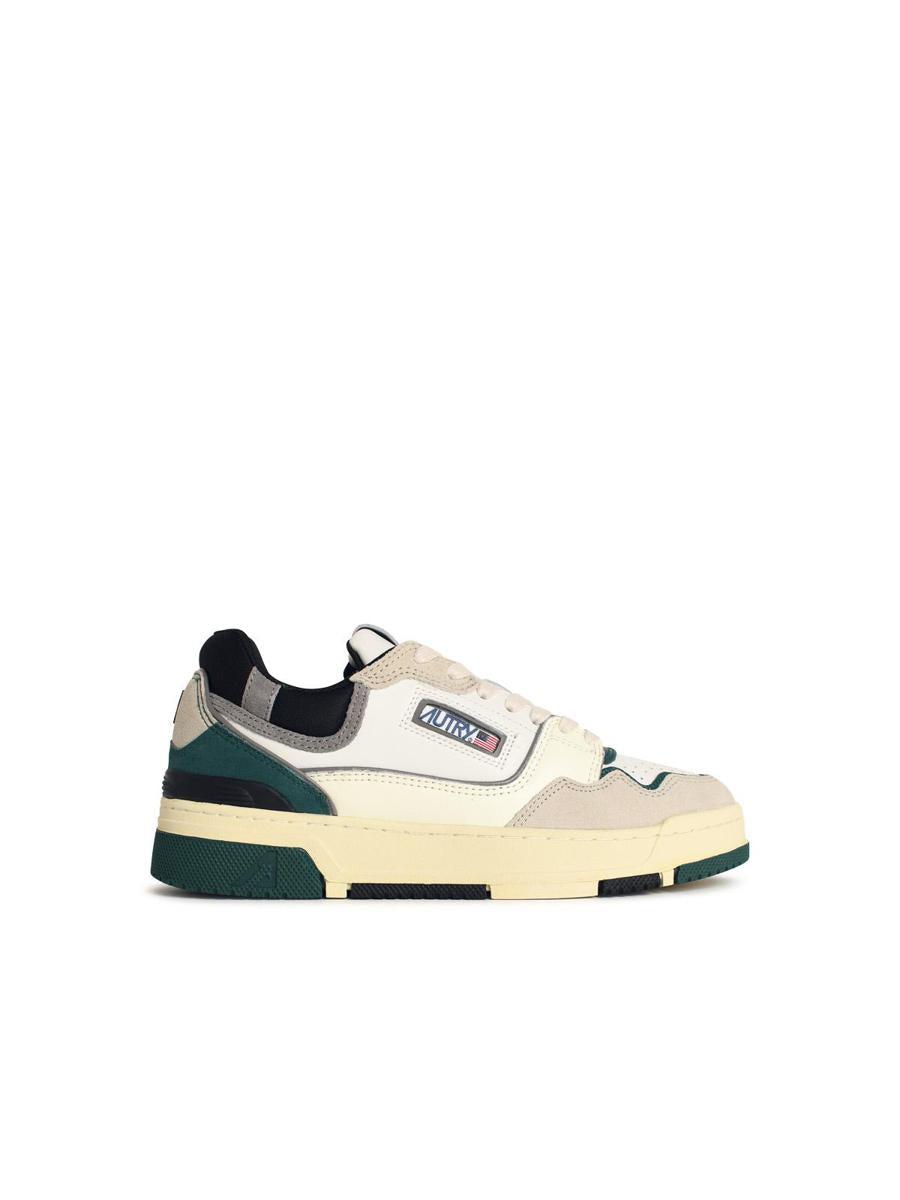 Autry 'Clc Low' Vita och gröna 'Forest' Sneakers i mocka och läder