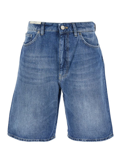 'Gianna' Blå Bermudabyxor Med Logotyp Baktill I Denim Dam