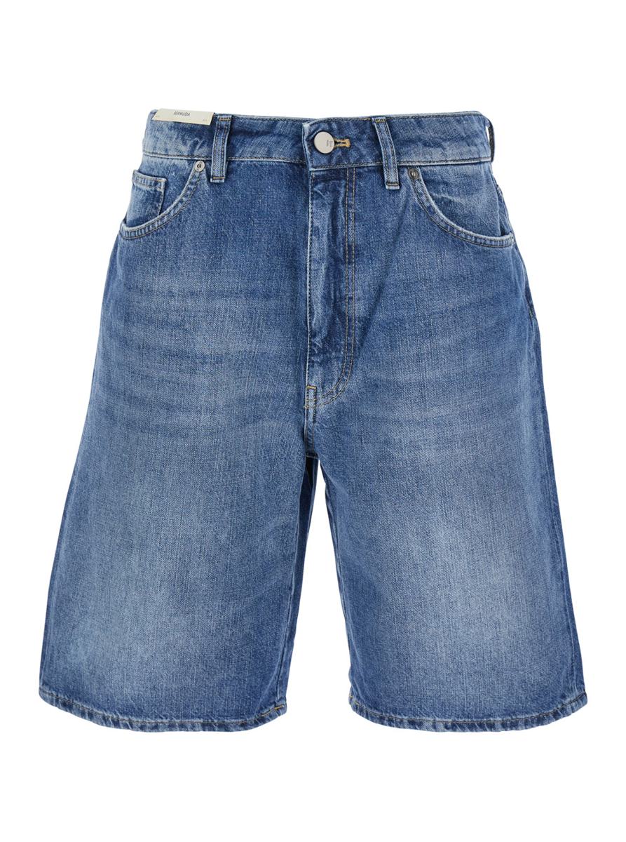'Gianna' Blå Bermudabyxor Med Logotyp Baktill I Denim Dam