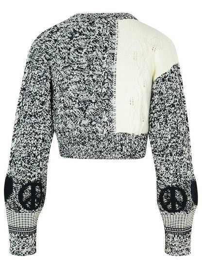 Moschino Jeans 'Patch' Vit Tröja i Bomullsblandning