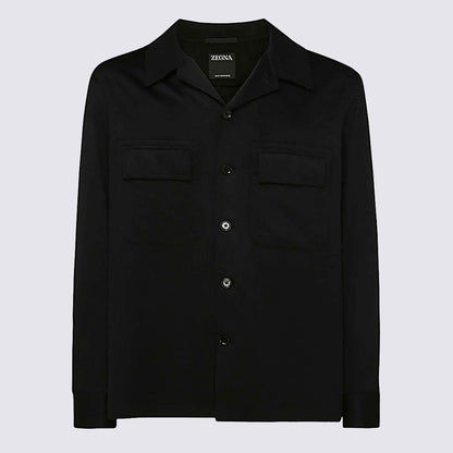 Zegna svart läderjacka för fritidsbruk