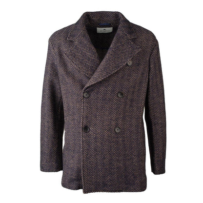 Etro Blå Och Kamelfärgad Peacoat Jacka