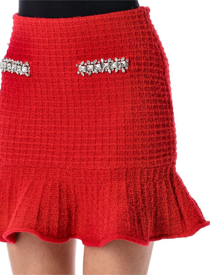 Stickad minikjol med textur och självporträtt