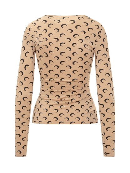 Marine Serre Beige Figursydd Topp Med Månmönster Från Marine Serre