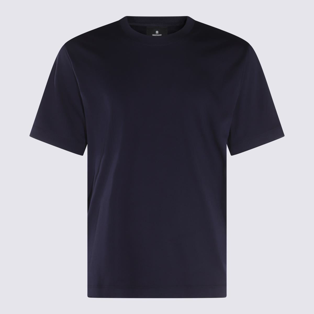 Eleventy Marinblå T-shirt i bomullsblandning